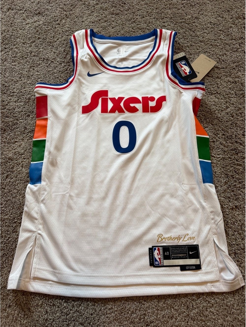 Nike NBA Philadelphia 76ers Tyreee Maxey #0 City Edition Swingman Jersey Size S